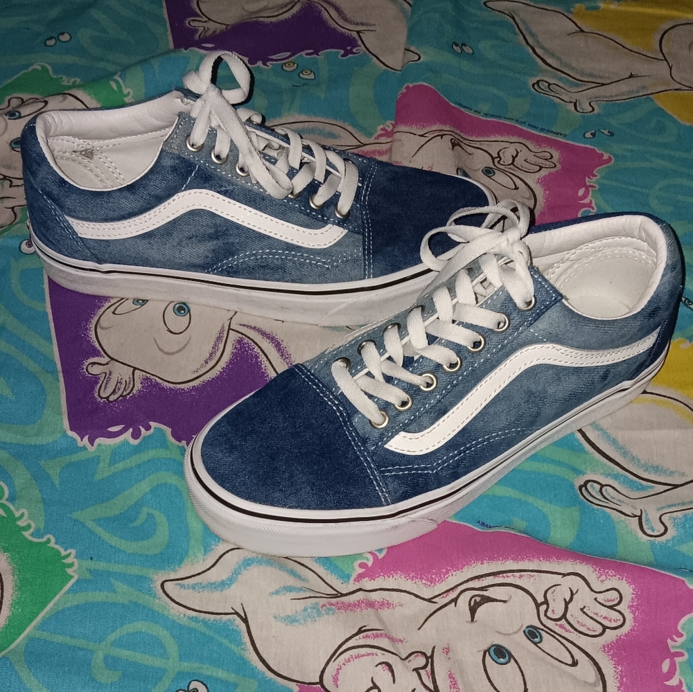 Vans Denim Blue Jean Old Skool Shoes Skateboard Sneakers